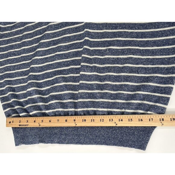 Peter Millar Wells ¼ Zip Merino Wool Linen Pullover Men’s XL Navy White Stripe - Picture 12 of 15